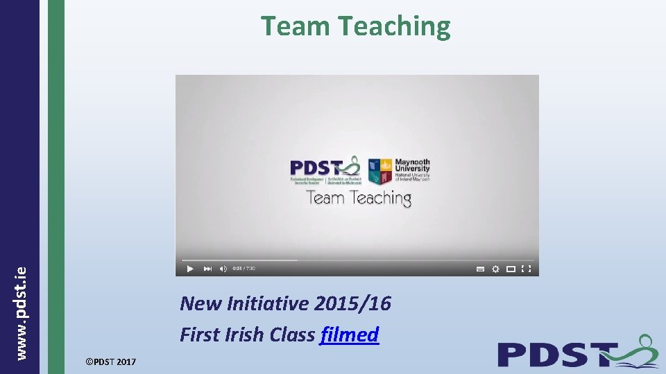  www. pdst. ie Team Teaching New Initiative 2015/16 First Irish Class filmed ©PDST