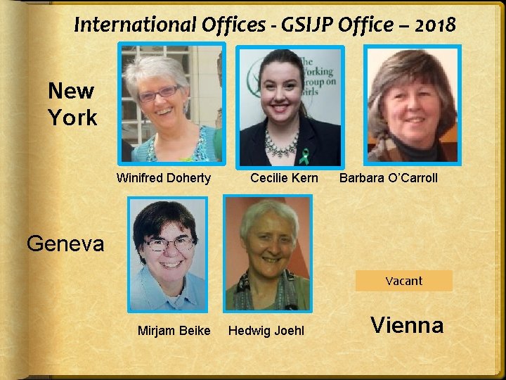 International Offices - GSIJP Office – 2018 New York Winifred Doherty Cecilie Kern Barbara