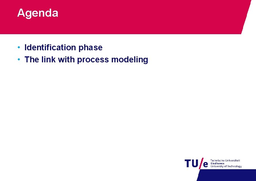 Agenda • Identification phase • The link with process modeling 