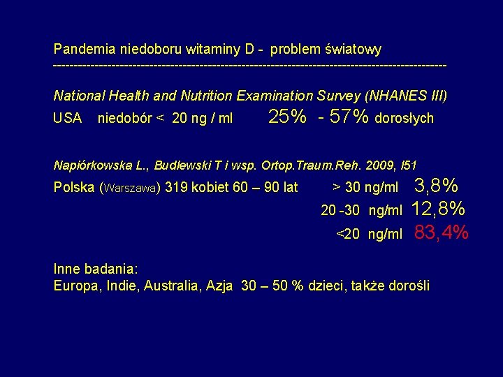 Pandemia niedoboru witaminy D - problem światowy ----------------------------------------------- National Health and Nutrition Examination Survey