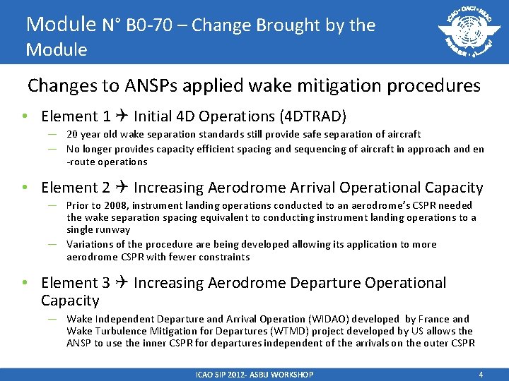 Module N° B 0 -70 – Change Brought by the Module Changes to ANSPs Module N° B 0 -70 – Change Brought by the Module Changes to ANSPs