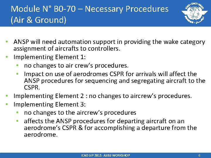 Module N° B 0 -70 – Necessary Procedures (Air & Ground) • ANSP will Module N° B 0 -70 – Necessary Procedures (Air & Ground) • ANSP will