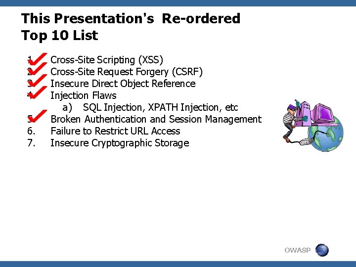 This Presentation's Re-ordered Top 10 List 1. 2. 3. 4. 5. 6. 7. Cross-Site