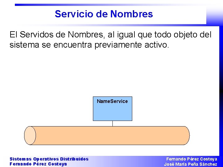 Servicio de Nombres El Servidos de Nombres, al igual que todo objeto del sistema