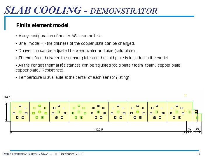 SLAB COOLING - DEMONSTRATOR Finite element model • Many configuration of heater ASU can