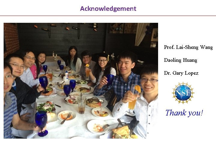 Acknowledgement Prof. Lai-Sheng Wang Daoling Huang Dr. Gary Lopez Thank you! 