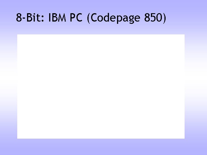 8 -Bit: IBM PC (Codepage 850) 