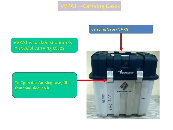 VVPAT – Carrying Cases Carrying Case - VVPAT is packed separately in special carrying