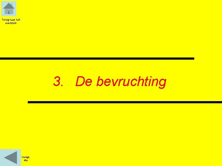 Terug naar het overzicht 3. De bevruchting Vorige dia 