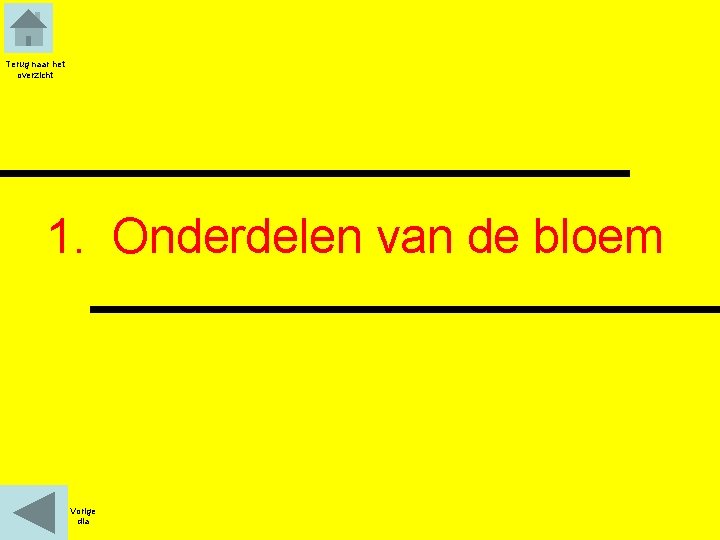 Terug naar het overzicht 1. Onderdelen van de bloem Vorige dia 