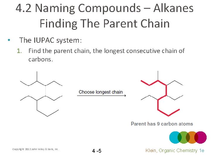 4. 2 Naming Compounds – Alkanes Finding The Parent Chain • The IUPAC system: