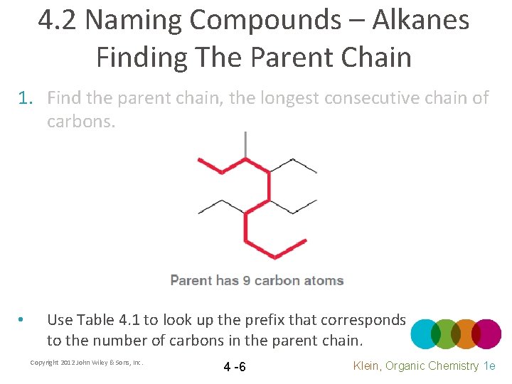 4. 2 Naming Compounds – Alkanes Finding The Parent Chain 1. Find the parent