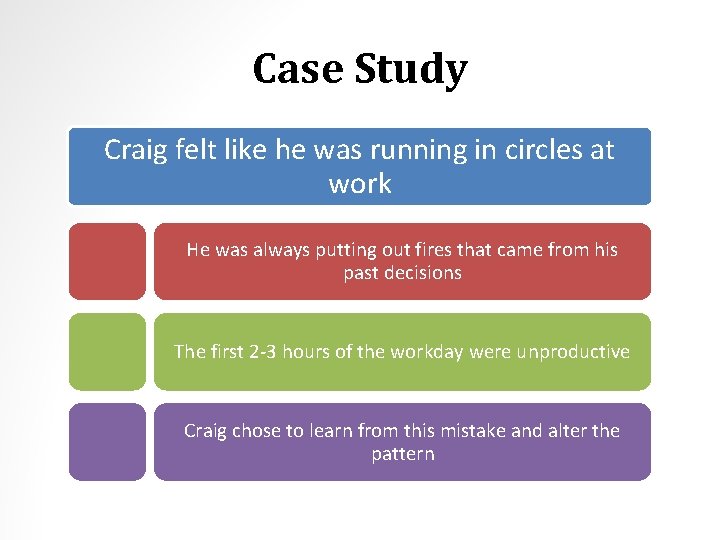 Case Study Craig felt like he was running in circles at work He was