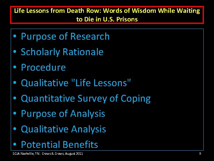 Life Lessons from Death Row: Words of Wisdom While Waiting to Die in U.