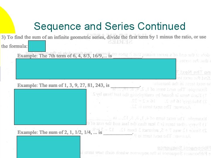 Sequence and Series Continued 