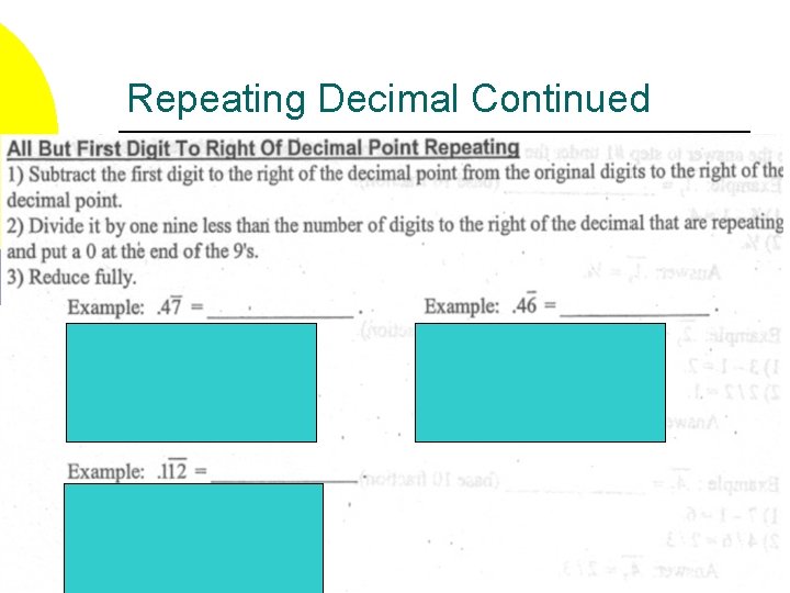 Repeating Decimal Continued 