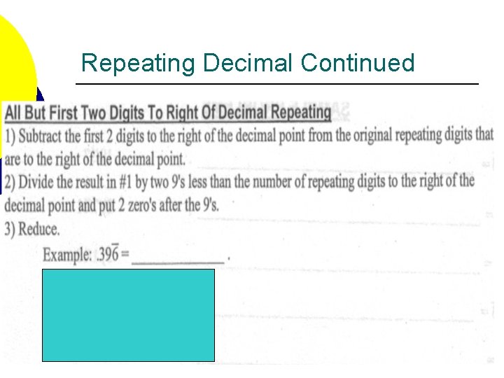 Repeating Decimal Continued 