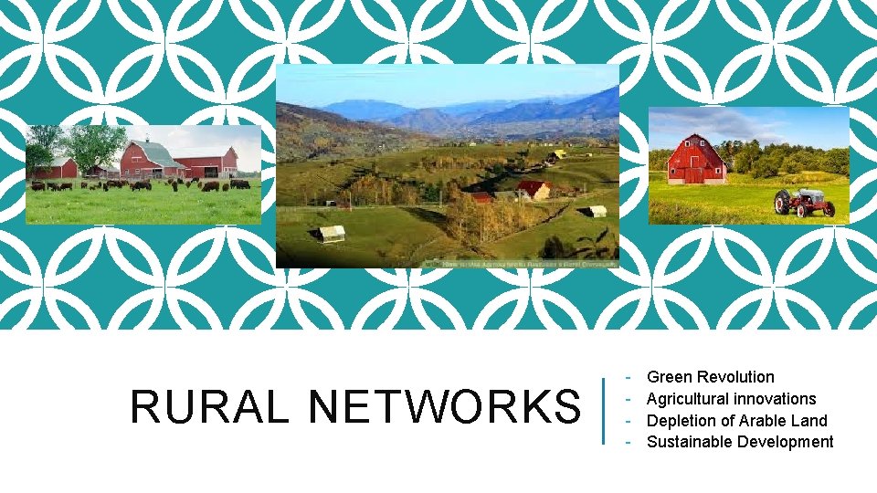RURAL NETWORKS - Green Revolution Agricultural innovations Depletion of Arable Land Sustainable Development 
