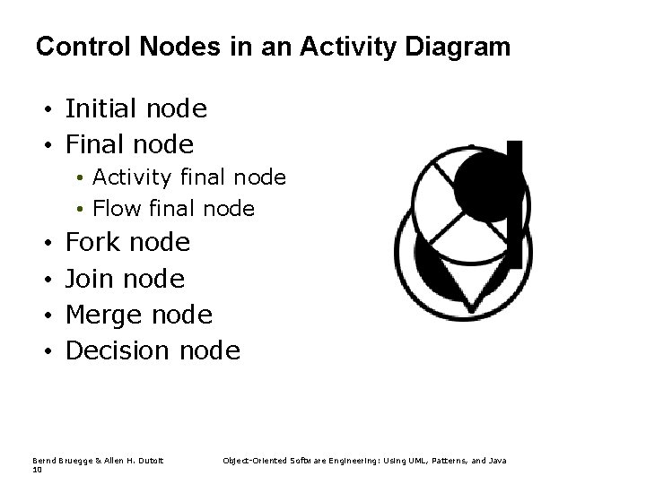 Control Nodes in an Activity Diagram • Initial node • Final node • Activity