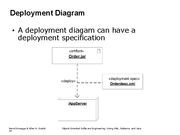 Deployment Diagram • A deployment diagam can have a deployment specification Bernd Bruegge &