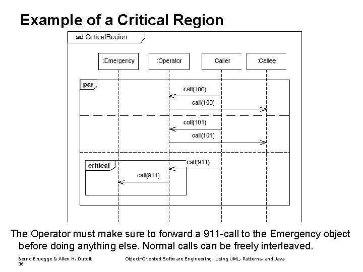 Example of a Critical Region The Operator must make sure to forward a 911