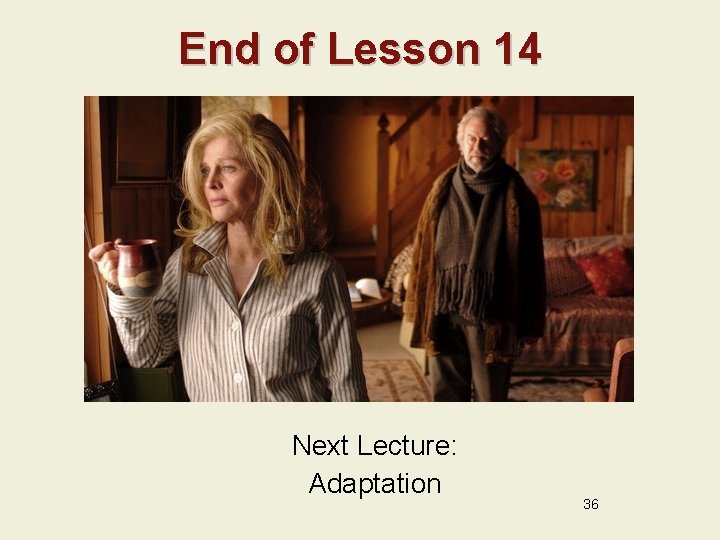 End of Lesson 14 Next Lecture: Adaptation 36 