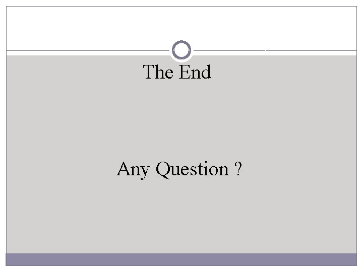 The End Any Question ? 
