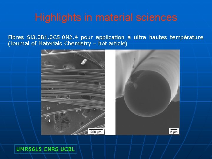 Highlights in material sciences Fibres Si 3. 0 B 1. 0 C 5. 0