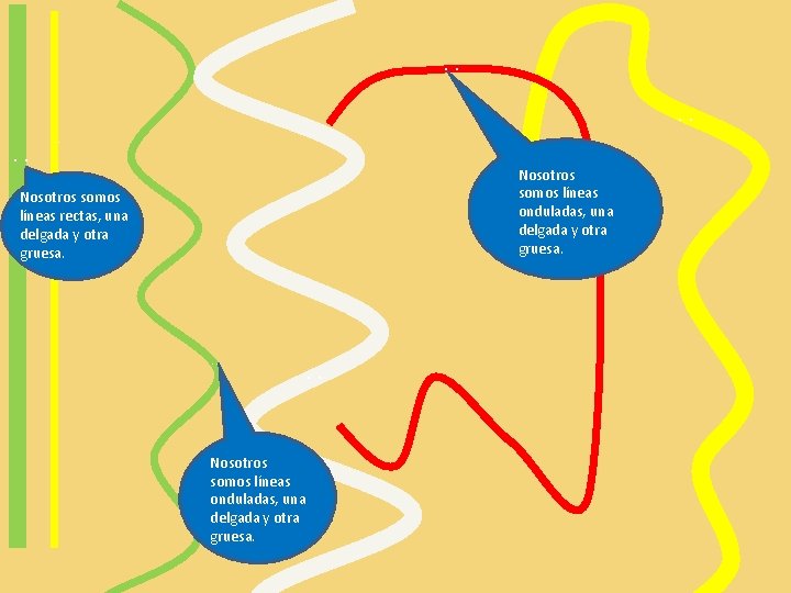 . . . . Nosotros somos líneas onduladas, una delgada y otra gruesa. Nosotros