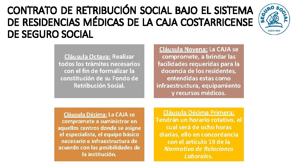 CONTRATO DE RETRIBUCIÓN SOCIAL BAJO EL SISTEMA DE RESIDENCIAS MÉDICAS DE LA CAJA COSTARRICENSE