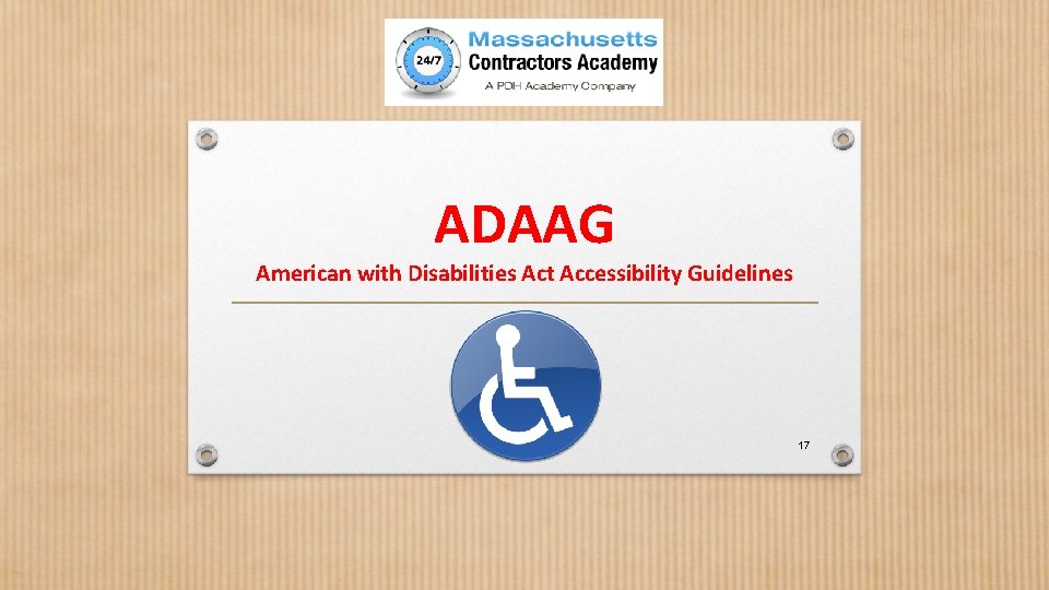 ADAAG American with Disabilities Act Accessibility Guidelines 17 