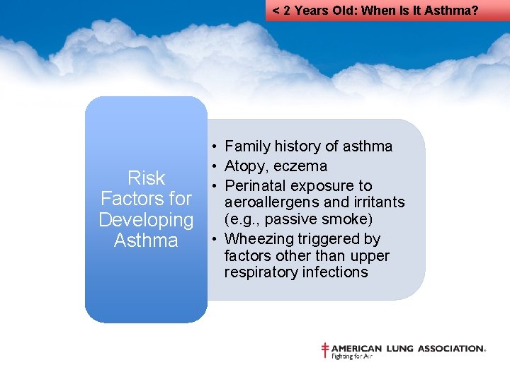 < 2 Years Old: When Is It Asthma? Risk Factors for Developing Asthma •