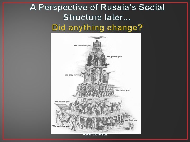 A Perspective of Russia’s Social Structure later… Did anything change? A. Nair Dickerson 