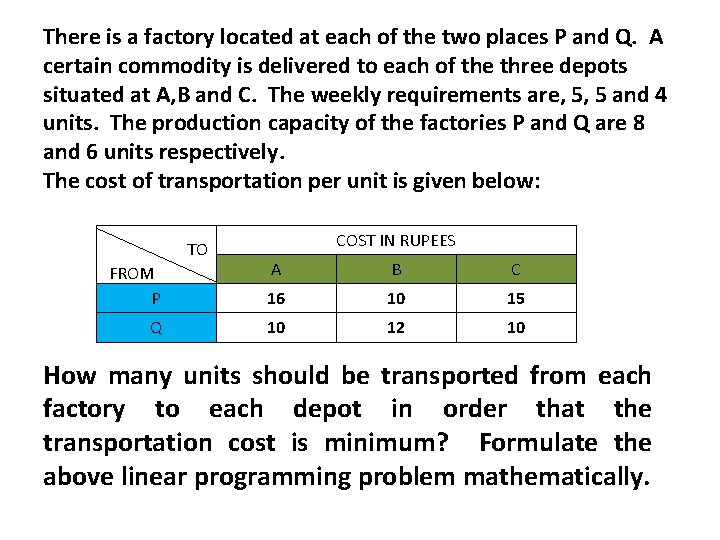 There is a factory located at each of the two places P and Q.