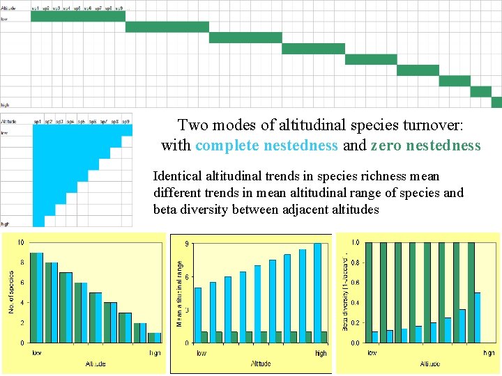 Two modes of altitudinal species turnover: with complete nestedness and zero nestedness Identical altitudinal