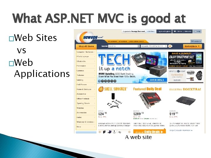 What ASP. NET MVC is good at �Web Sites vs �Web Applications A web