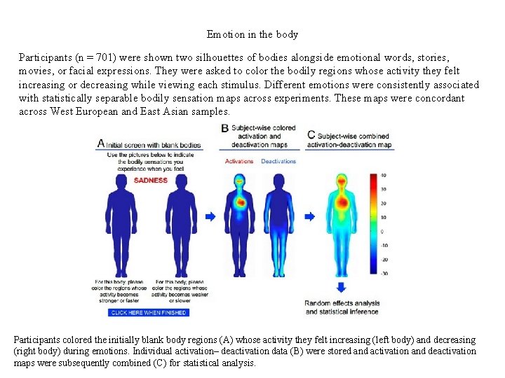 Emotion in the body Participants (n = 701) were shown two silhouettes of bodies