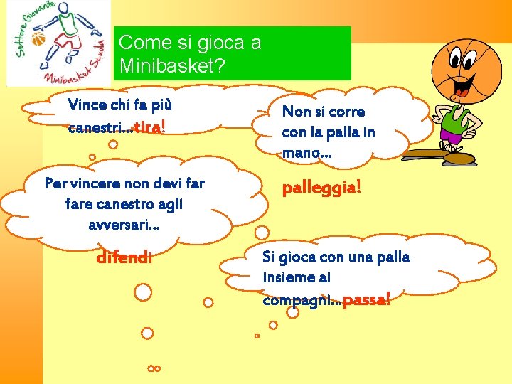 Come si gioca a Minibasket? Vince chi fa più canestri…tira! Per vincere non devi