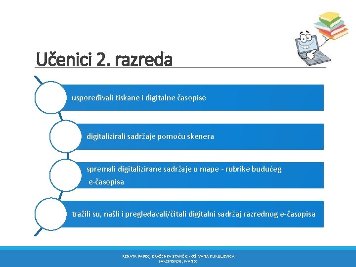 Učenici 2. razreda uspoređivali tiskane i digitalne časopise digitalizirali sadržaje pomoću skenera spremali digitalizirane