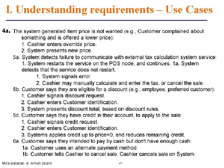 I. Understanding requirements – Use Cases 4 a . Mira Balaban & Arnon Sturm