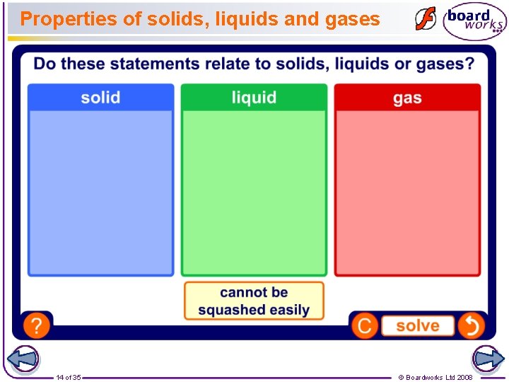 Properties of solids, liquids and gases 14 of 35 © Boardworks Ltd 2008 