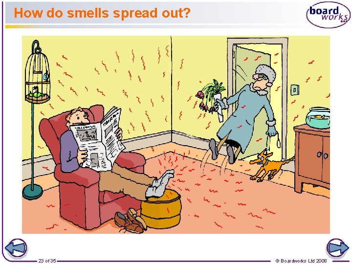 How do smells spread out? 23 of 35 © Boardworks Ltd 2008 
