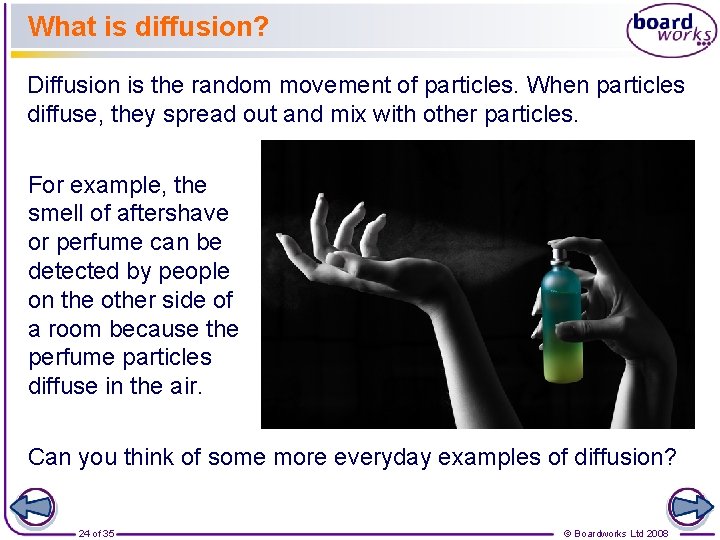 What is diffusion? Diffusion is the random movement of particles. When particles diffuse, they
