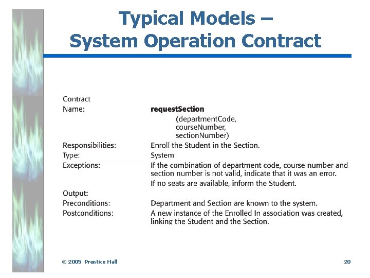 Typical Models – System Operation Contract © 2005 Prentice Hall 20 