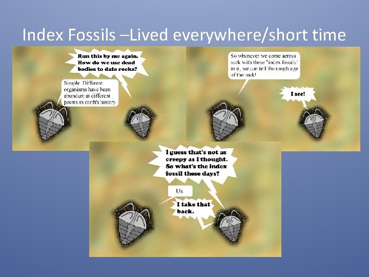 Index Fossils –Lived everywhere/short time 