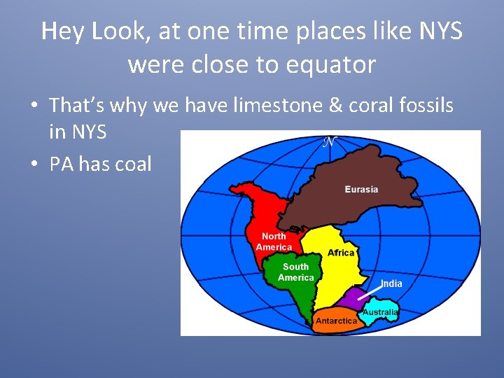 Hey Look, at one time places like NYS were close to equator • That’s