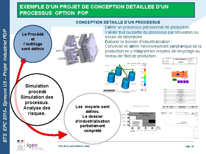 BTS EPC 2015– Epreuve U 5 – Projet Industriel POP EXEMPLE D’UN PROJET DE