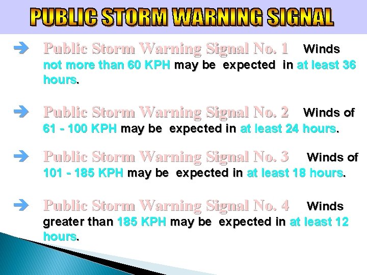 è Public Storm Warning Signal No. 1 Winds not more than 60 KPH may