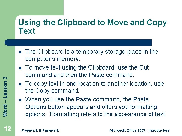 Using the Clipboard to Move and Copy Text l Word – Lesson 2 l