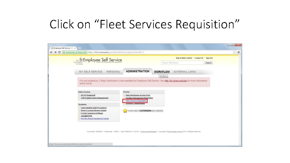 Click on “Fleet Services Requisition” 